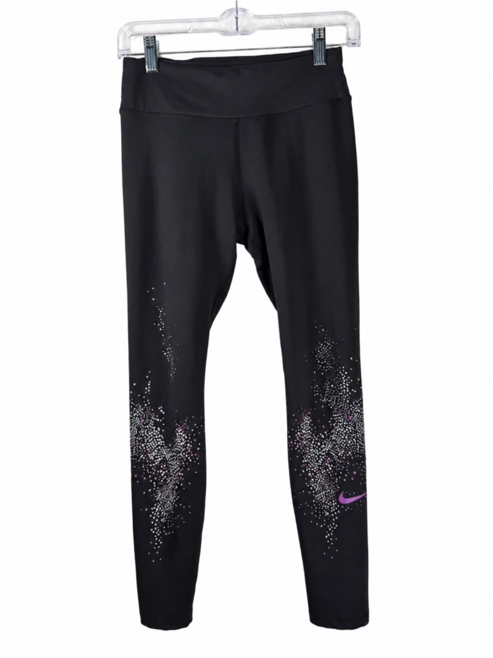 Nike Black Leggings with Pink Swoosh and Sparkle Detail
